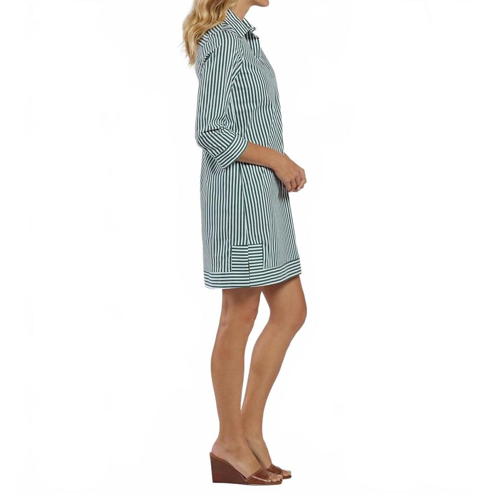 NEW JUDE CONNALLY finley mini dress in cotton eden green stripe - Picture 4 of 5